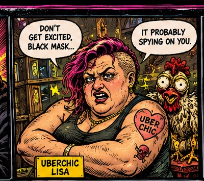 The Lisa ÜberChic satirical character supplied with the BlackMaskAnon project